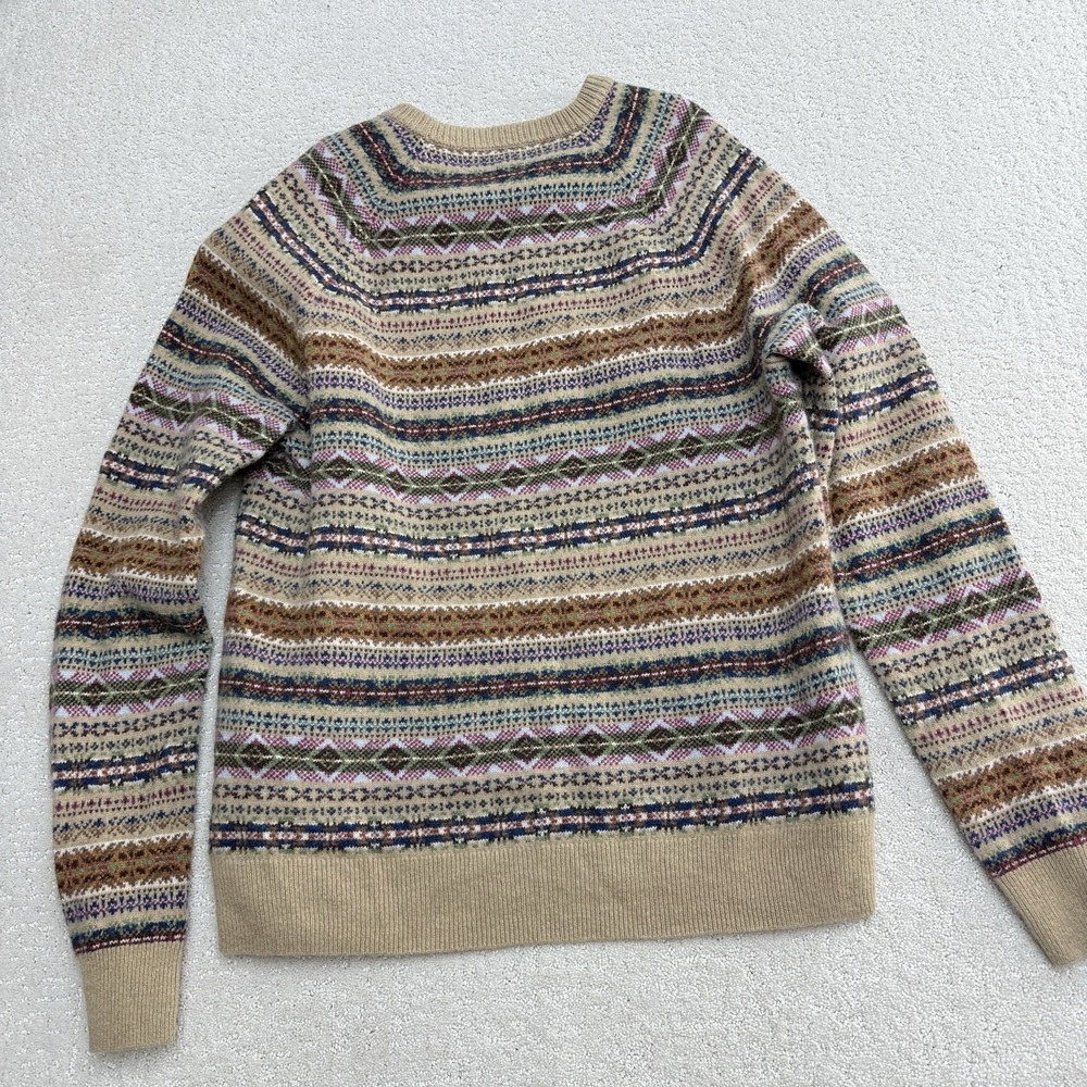 J.Crew Men's 100% Lambswool Nordic Sweater Crewneck Brown Ash Fair Isle Size XL - Picture 5 of 12